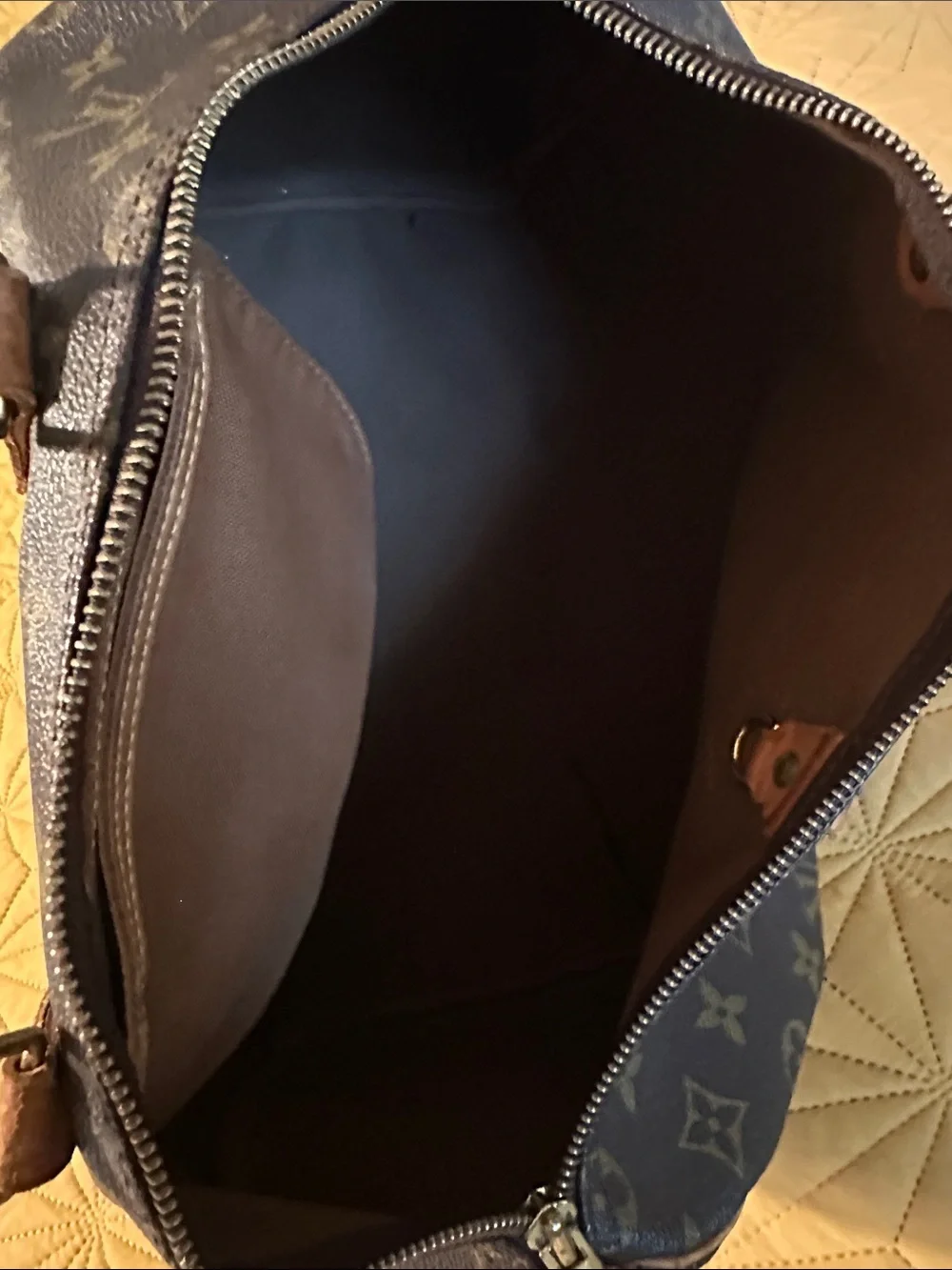 Louis Vuitton Monogram Canvas Satchel in Dark Brown with Natural Trim